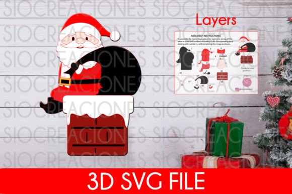 Layered Chimney Santa SVG Decoration