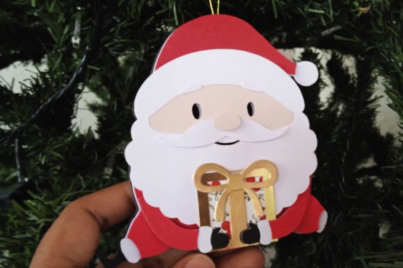 Layered Santa SVG With Gift