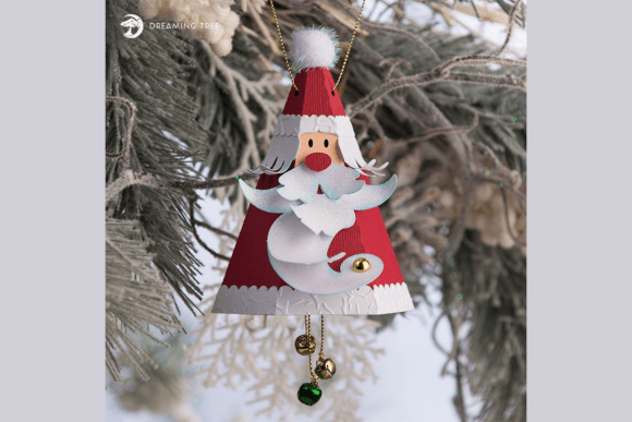 Santa Bell Christmas Ornament Template SVG Craft