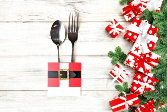 Table Decor Santa Claus SVG Silverware Sleeve