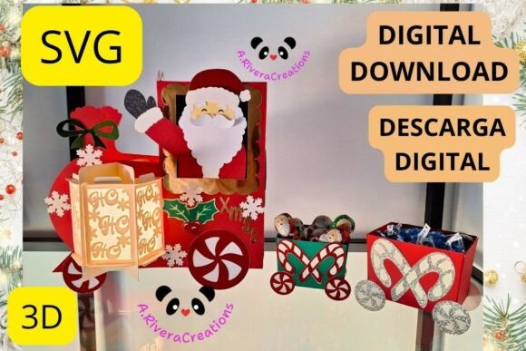 Christmas Train Santa Claus SVG Lantern Set