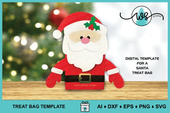 Christmas Treat Bag Santa SVG Design