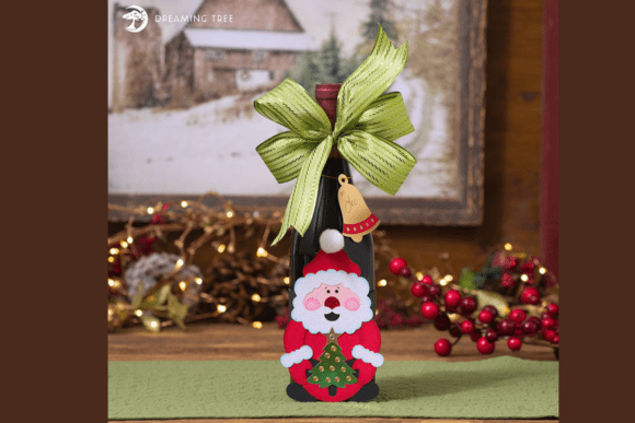 Festive Wine Bottle Santa SVG Wrapper