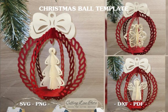 Hanging Trio Xmas Ornament SVG Ball Charms