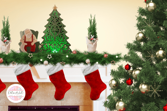Sleeping Santa Christmas Tree SVG Lantern