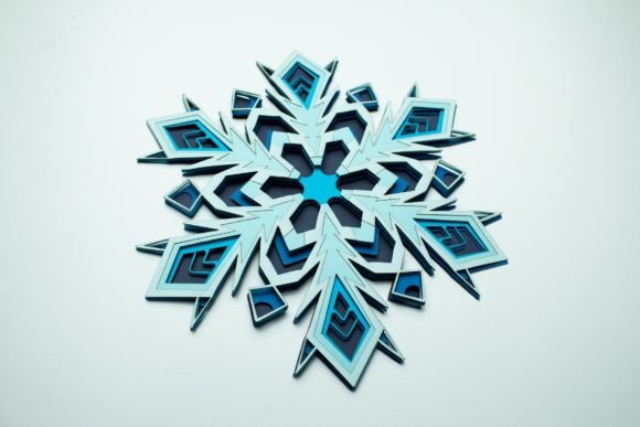 Geometric Winter Snowflake SVG Layered Art