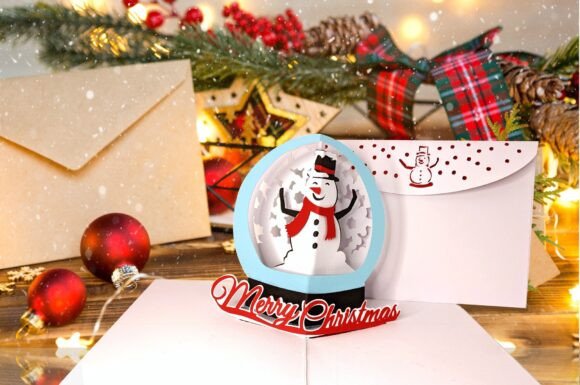Snowman Christmas Pop Up Card Svg Scene