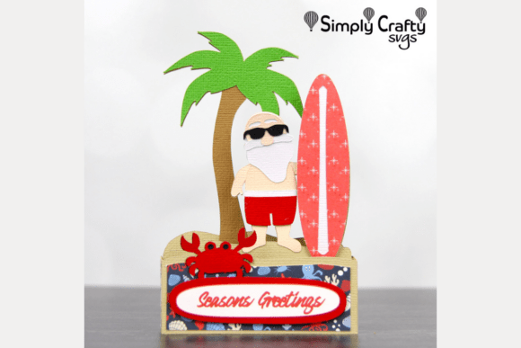 Tropical Surfing Santa SVG Box Card