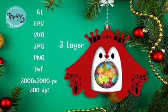 King Penguin Christmas Ornament Template Holder