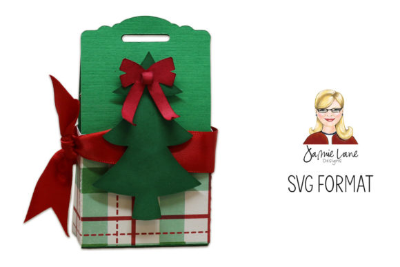Ribbon-Tied Treat Box Xmas Tree SVG Design
