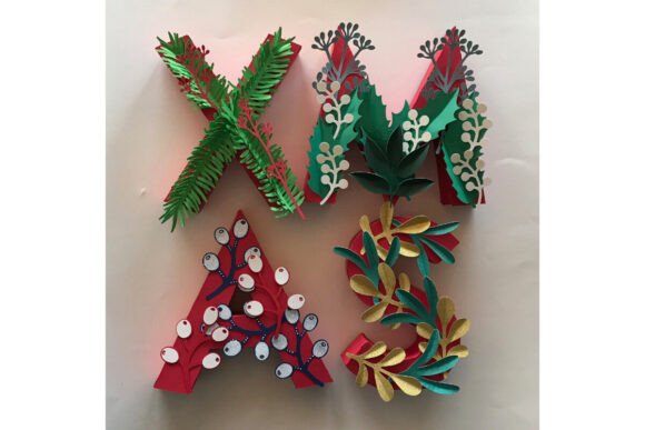 XMAS Letters Christmas Svg Paper Decor