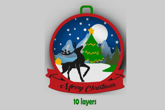Woodland Xmas Ornament SVG Layered Scene